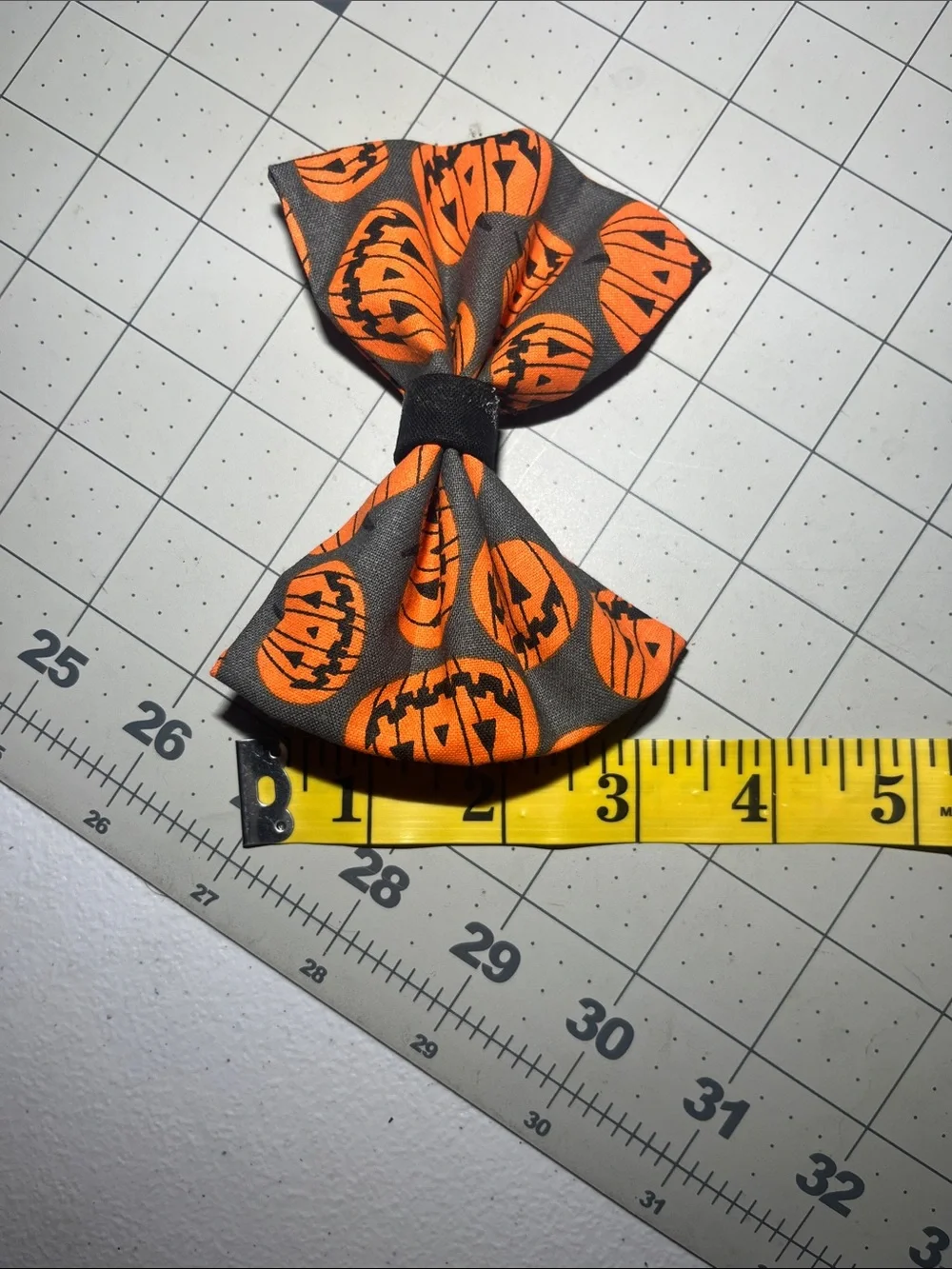Halloween Pumpkin Print Kids Hair Bow - Orange & Gray